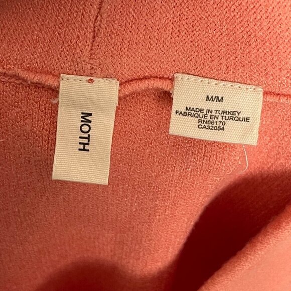 Anthropologie Moth Mock Neck Bell Sleeve Striped Sweater Size M/L Coral Orange - Picture 6 of 7